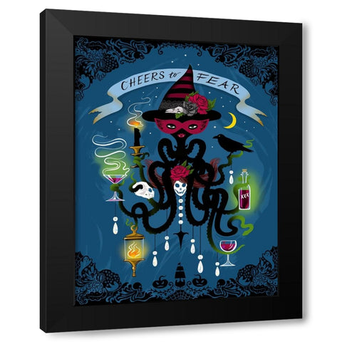 Spooky Cephalopod Chandeliers I Black Modern Wood Framed Art Print with Double Matting by Marr, Laura
