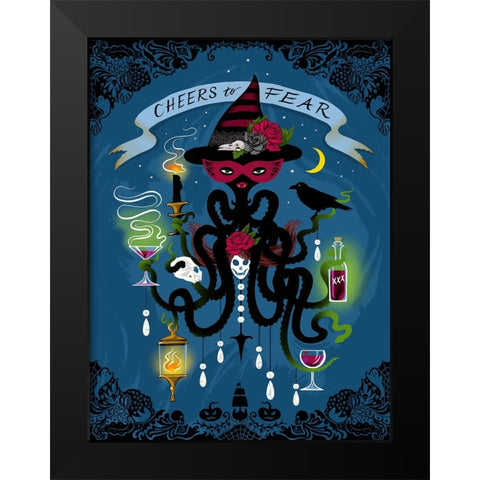 Spooky Cephalopod Chandeliers I Black Modern Wood Framed Art Print by Marr, Laura