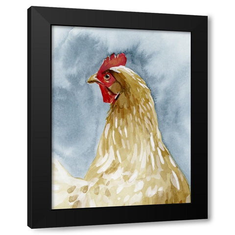 Chicken Portrait I Black Modern Wood Framed Art Print by Caroline, Emma