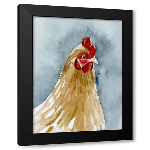 Chicken Portrait II Black Modern Wood Framed Art Print by Caroline, Emma