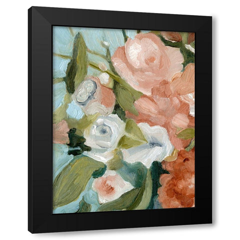 Bouquet Scatter II Black Modern Wood Framed Art Print by Caroline, Emma