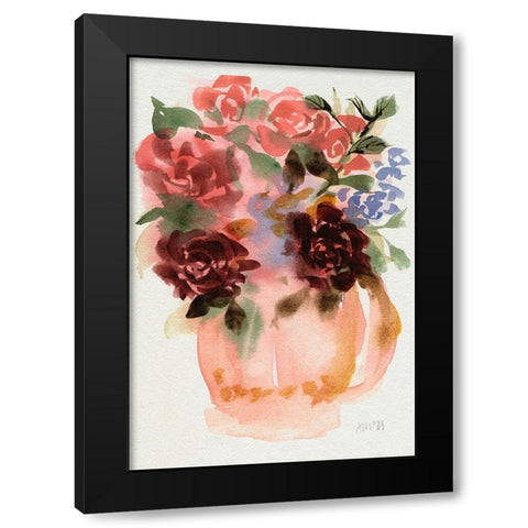 Mauve Bouquet in Teapot I Black Modern Wood Framed Art Print by Zwara, Ania
