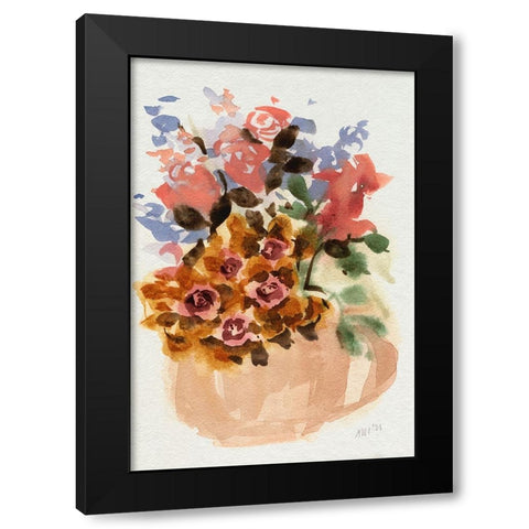 Mauve Bouquet in Teapot II Black Modern Wood Framed Art Print by Zwara, Ania