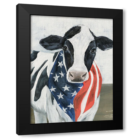 American Cow II Black Modern Wood Framed Art Print with Double Matting by Warren, Annie