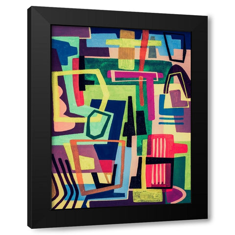 Connected Colors I Black Modern Wood Framed Art Print with Double Matting by Galapon, Nikki