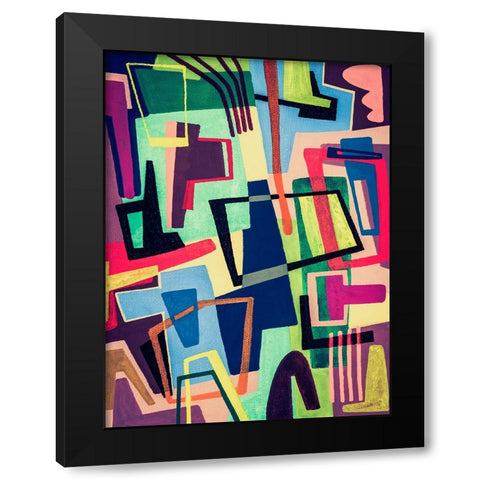 Connected Colors II Black Modern Wood Framed Art Print by Galapon, Nikki
