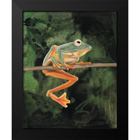 Watercolor Tree Frogs I Black Modern Wood Framed Art Print by Willett, Michael