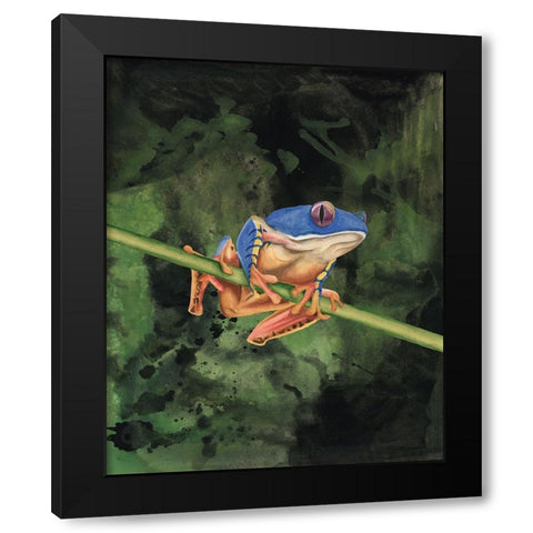 Watercolor Tree Frogs III Black Modern Wood Framed Art Print by Willett, Michael