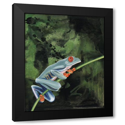 Watercolor Tree Frogs IV Black Modern Wood Framed Art Print by Willett, Michael