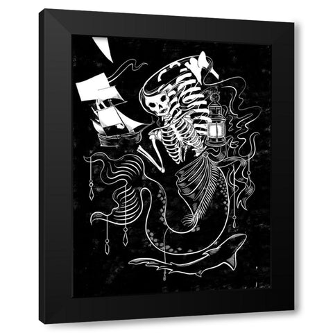 Pirate Mermaids I Black Modern Wood Framed Art Print by Marr, Laura