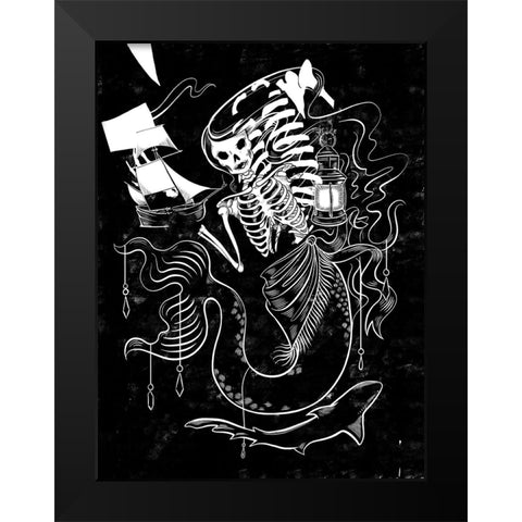 Pirate Mermaids I Black Modern Wood Framed Art Print by Marr, Laura