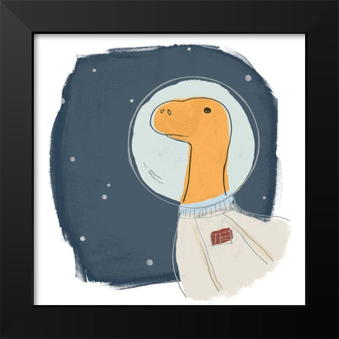 Space Dino I Black Modern Wood Framed Art Print by Vess, June Erica