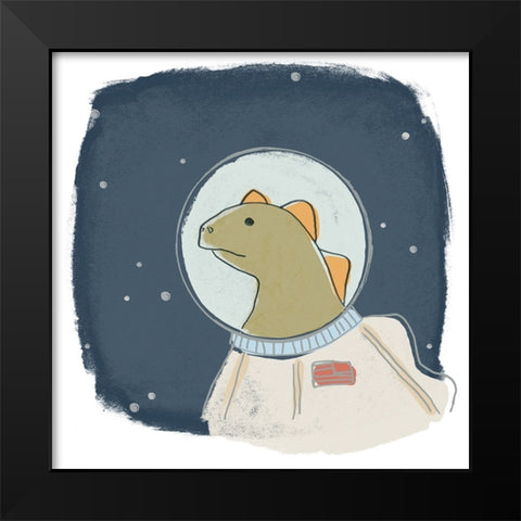 Space Dino III Black Modern Wood Framed Art Print by Vess, June Erica