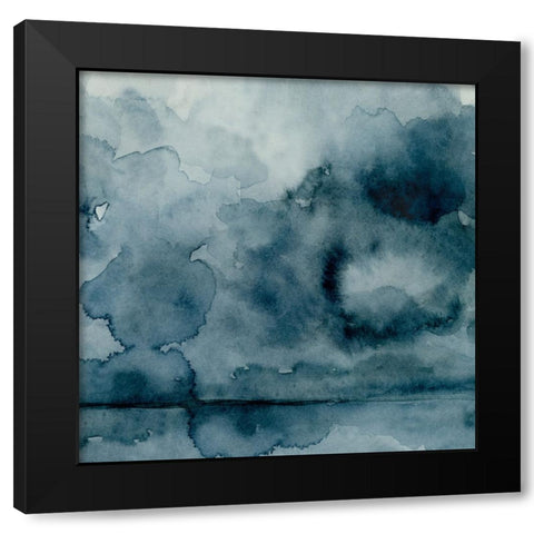 Amorphous Blue I Black Modern Wood Framed Art Print with Double Matting by Caroline, Emma