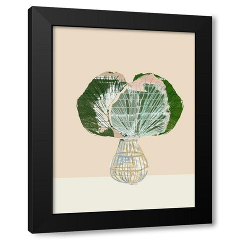 Woven Tropical Leaf I Black Modern Wood Framed Art Print with Double Matting by Cartissi