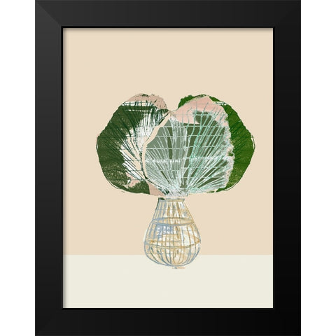 Woven Tropical Leaf I Black Modern Wood Framed Art Print by Cartissi