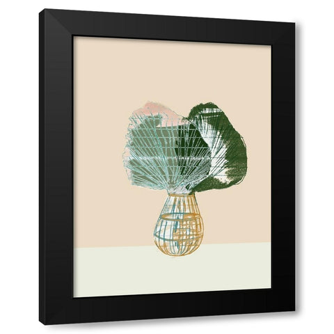 Woven Tropical Leaf II Black Modern Wood Framed Art Print by Cartissi
