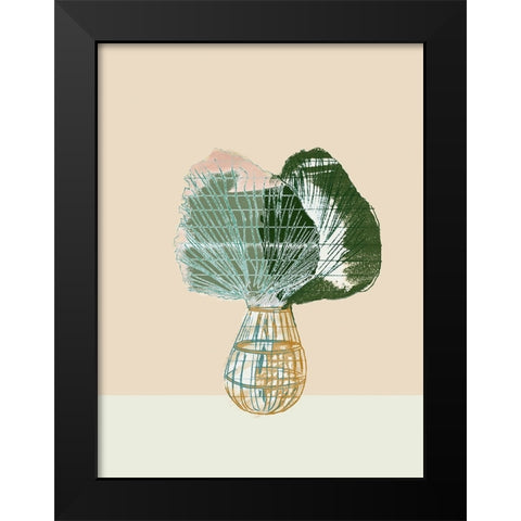Woven Tropical Leaf II Black Modern Wood Framed Art Print by Cartissi