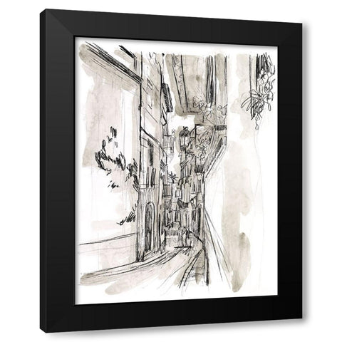 Europe Street Sketches I Black Modern Wood Framed Art Print by Vess, June Erica