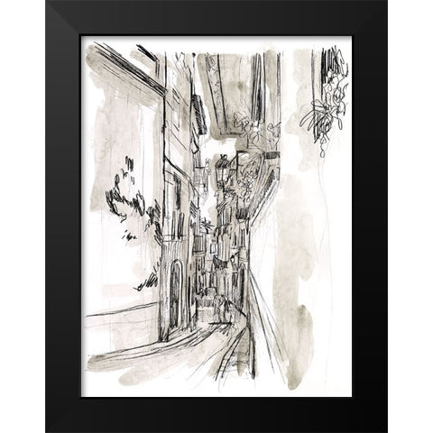 Europe Street Sketches I Black Modern Wood Framed Art Print by Vess, June Erica