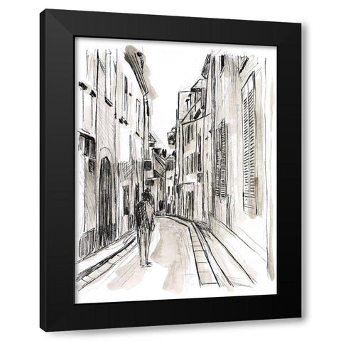 Europe Street Sketches IV Black Modern Wood Framed Art Print by Vess, June Erica