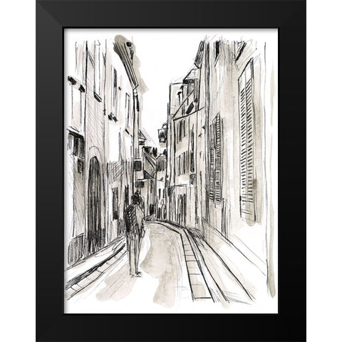 Europe Street Sketches IV Black Modern Wood Framed Art Print by Vess, June Erica
