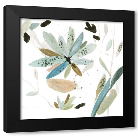 Minty Garden I Black Modern Wood Framed Art Print with Double Matting by Wang, Melissa