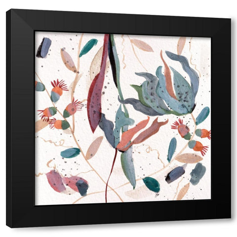 Contemporary Floral Composition I Black Modern Wood Framed Art Print with Double Matting by Wang, Melissa