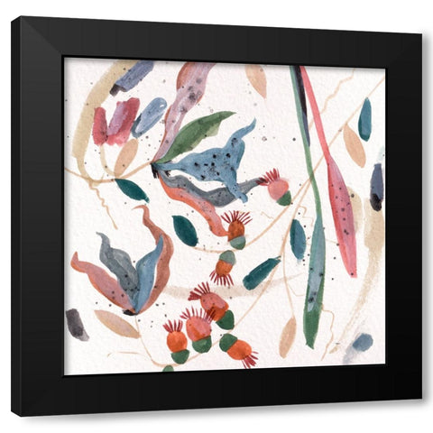 Contemporary Floral Composition II Black Modern Wood Framed Art Print with Double Matting by Wang, Melissa