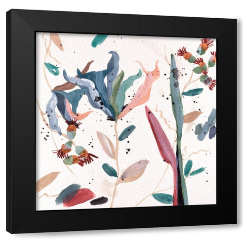 Contemporary Floral Composition IV Black Modern Wood Framed Art Print with Double Matting by Wang, Melissa