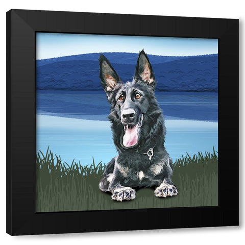 Attention Sheppard Black Modern Wood Framed Art Print by Curinga, Kim