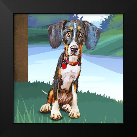 Beagle Baby Black Modern Wood Framed Art Print by Curinga, Kim