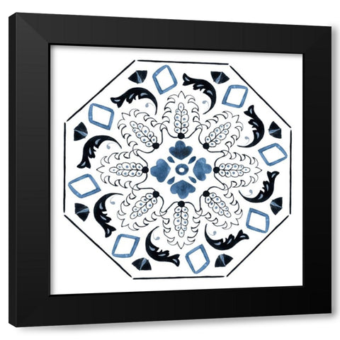 Bleu Indigo II Black Modern Wood Framed Art Print with Double Matting by Wang, Melissa