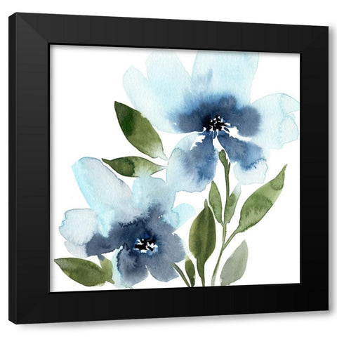 Blue Hues II Black Modern Wood Framed Art Print with Double Matting by Warren, Annie