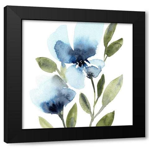 Blue Hues IV Black Modern Wood Framed Art Print with Double Matting by Warren, Annie