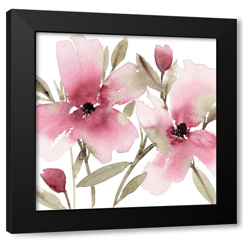 Unfolding Blooms I Black Modern Wood Framed Art Print with Double Matting by Warren, Annie