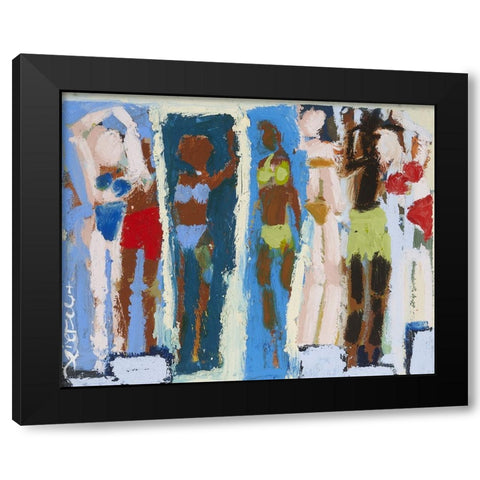Beach Sunbathers II Black Modern Wood Framed Art Print by Ferrell, Erin McGee