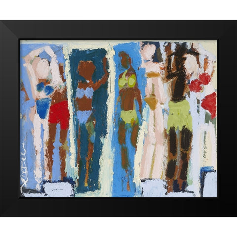 Beach Sunbathers II Black Modern Wood Framed Art Print by Ferrell, Erin McGee