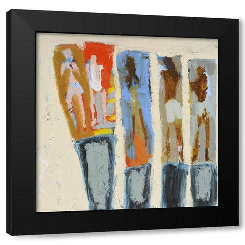 Beach Sunbathers III Black Modern Wood Framed Art Print with Double Matting by Ferrell, Erin McGee
