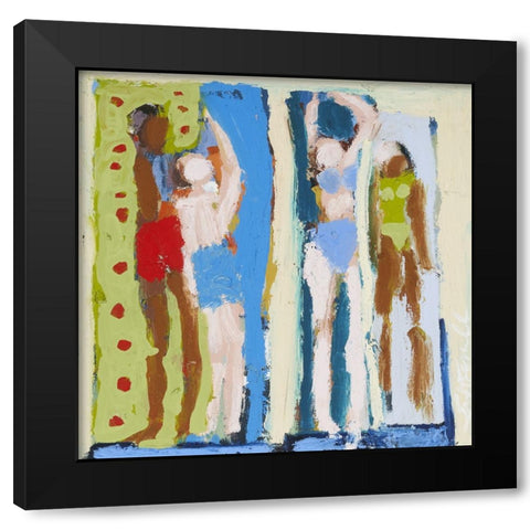 Beach Sunbathers V Black Modern Wood Framed Art Print by Ferrell, Erin McGee