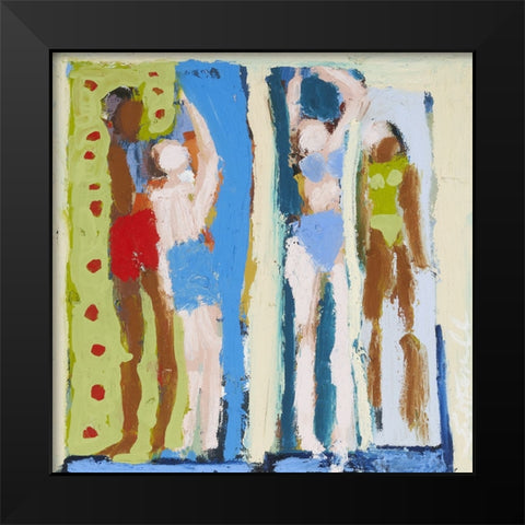 Beach Sunbathers V Black Modern Wood Framed Art Print by Ferrell, Erin McGee