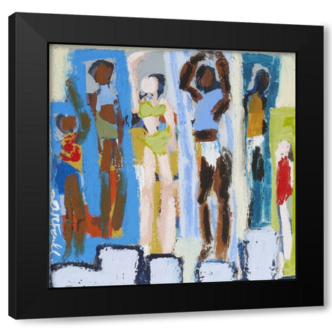 Beach Sunbathers VI Black Modern Wood Framed Art Print with Double Matting by Ferrell, Erin McGee