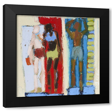 Beach Sunbathers IX Black Modern Wood Framed Art Print with Double Matting by Ferrell, Erin McGee