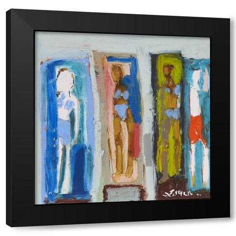 Beach Sunbathers X Black Modern Wood Framed Art Print by Ferrell, Erin McGee