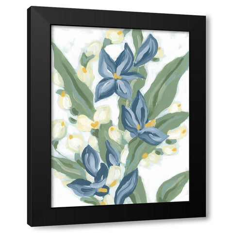 Blue Nettle II Black Modern Wood Framed Art Print with Double Matting by Vess, June Erica
