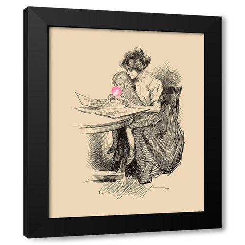 Victorian Ladies Misbehaving VI Black Modern Wood Framed Art Print by Longley, Alicia