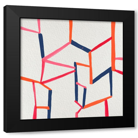 Route I Black Modern Wood Framed Art Print with Double Matting by Wang, Melissa