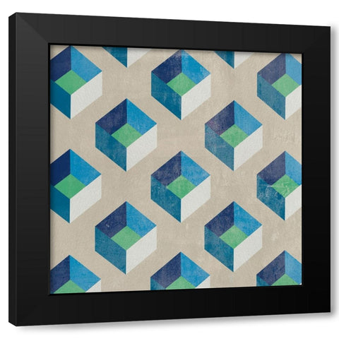 Little Cubes I Black Modern Wood Framed Art Print with Double Matting by Wang, Melissa