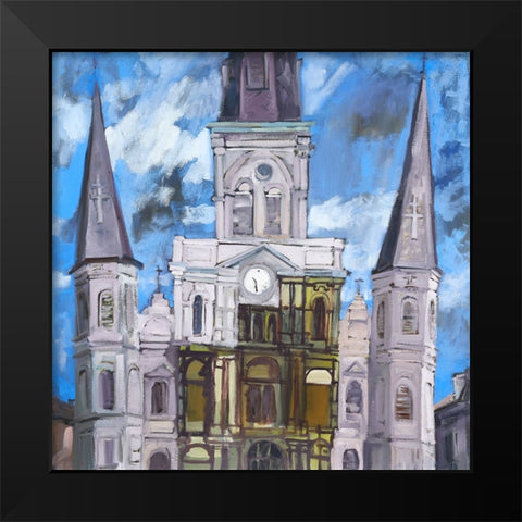 Saint Louis Cathedral  I Black Modern Wood Framed Art Print by Ferrell, Erin McGee
