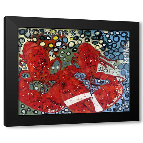 Twin Lobsters I Black Modern Wood Framed Art Print by Ferrell, Erin McGee